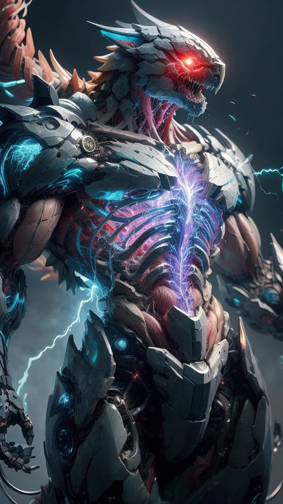 ofTailed, ultra-ofTailed, masterpiece, 8k wallpaper,(bio Mecha:1.5),(Mecha:1.4),
, (muscle:1.3), (muscle tissue:1.5), (colorful Mecha:1.4)
(dramaticangle:1.3),(Dynamic angle,:1.2), (Mecha ofsign (of):1.6), (mdof:1.3),
, No humans, peak, 红色Mecha,人性monster,  Tail, 独自of, red Mecha, Science fiction, permanent, Luminescence, 红色闪electricity,electricity, teeth, nails, White eyes, monster, 簡單of背景, sharp teeth, English text, nail，saliva，upright，