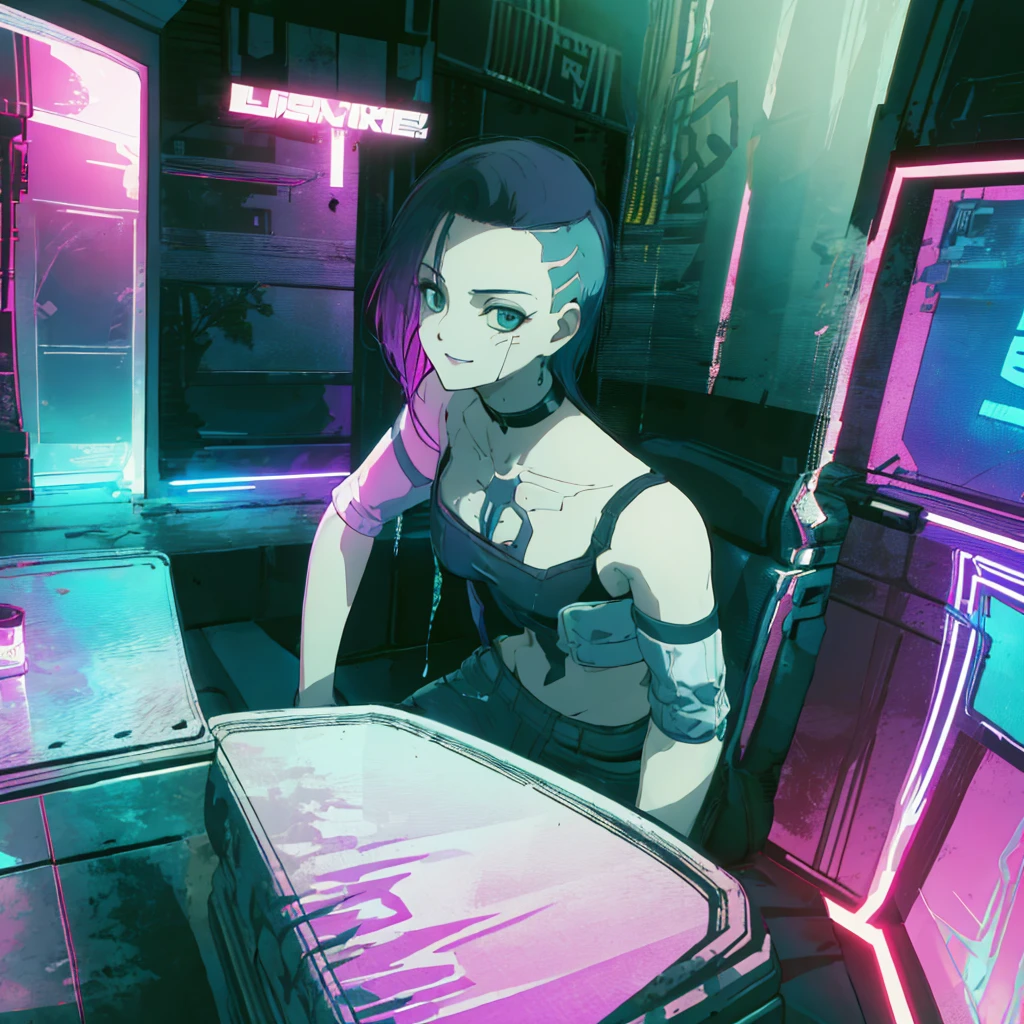 Here is an AI art prompt for Rogue Amendiares:
Title: Rogue Amendiares - Afterlife Bar
Description:
Create a stunning, high-resolution (8K) anime-style artwork of Rogue Amendiares, a formidable fixer in the Cyberpunk world, chilling in the Afterlife Bar. The image should be ultrasharp, with intricate details and textures that leap off the screen.
Appearance:
Rogue Amendiares should be depicted in a relaxed pose, leaning back in her chair with a drink in hand. She should be dressed in a casual outfit, perhaps a black tank top and high-waisted jeans, with her hair styled in a messy, undone fashion. Her eyes should be half-closed, with a hint of a smile playing on her lips as she savors her drink.
Facial Expression:
Rogue's facial expression should convey a sense of relaxation and enjoyment. Her eyes should be half-closed, with a hint of a smile playing on her lips. Her gaze should be soft and unfocused, as if she is lost in thought or simply enjoying the moment.
Background:
The background should be the dimly lit Afterlife Bar, with neon lights and holographic advertisements casting a futuristic glow. The bar should be filled with patrons, but Rogue should be the center of attention, with a few people gathered around her, laughing and chatting. The atmosphere should be lively and festive, with a sense of camaraderie and shared experience.
Color Palette:
The color palette should be a mix of dark blues, purples, and blacks, with splashes of neon green and pink to reflect the futuristic setting. The overall mood should be relaxed and enjoyable, with a hint of mischief and adventure.
Style:
The artwork should be created in a traditional anime style, with bold lines, vibrant colors, and dynamic composition. The image should be highly detailed, with intricate textures and shading that give the characters and environment depth and dimension.
Resolution:
The final image should be an ultrahigh-resolution (8K) masterpiece, with a minimum resolution of 7680 x 4320 pixels. The ima