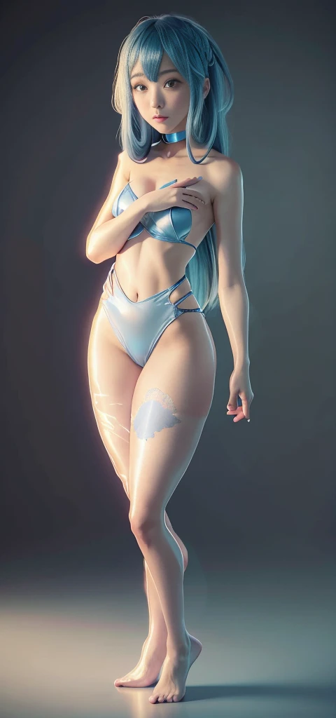 Blue Hair Surrealism, Character table, Reference Table, Standing painting, 8k, Super Detail, 1080P, Women HD, 4K, 8k, 16k, high resolution, best quality, high quality, Anatomically correct, masterpiece, precise, Ultra HD,grace,Unreal Engine,Delicate face,Long braids,slim,Long legs,miniskirt