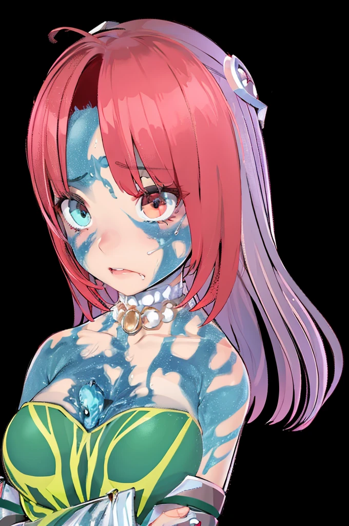 beautiful girl,keloid,Bruises,Cleavage,Jewelry on the chest,painful,White tie,4k,8k,Highest quality