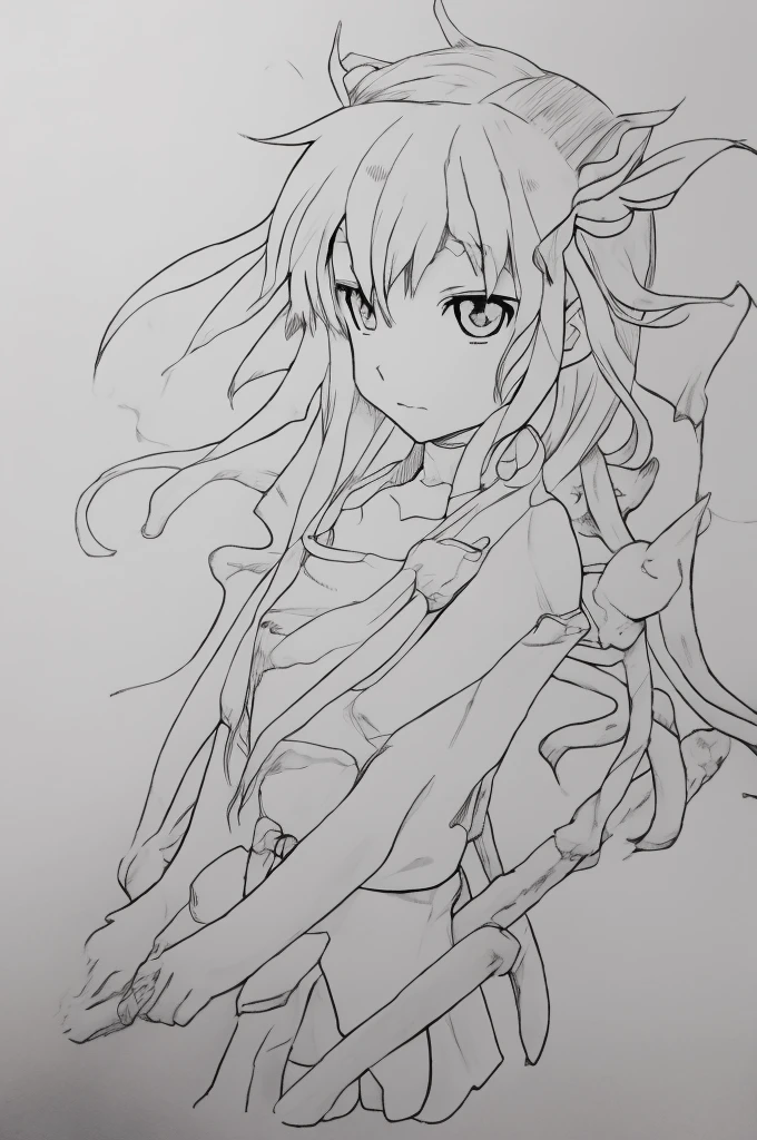 a drawing of a woman in a dress with a sword, clean lineart, thick lineart, simple lineart, clean anime outlines, perfect lineart, bold lineart, outline sketch, intense line art, line sketch, lineart, thick black lineart, thick line art, lineart behance hd, line sketch!!, sharp lineart