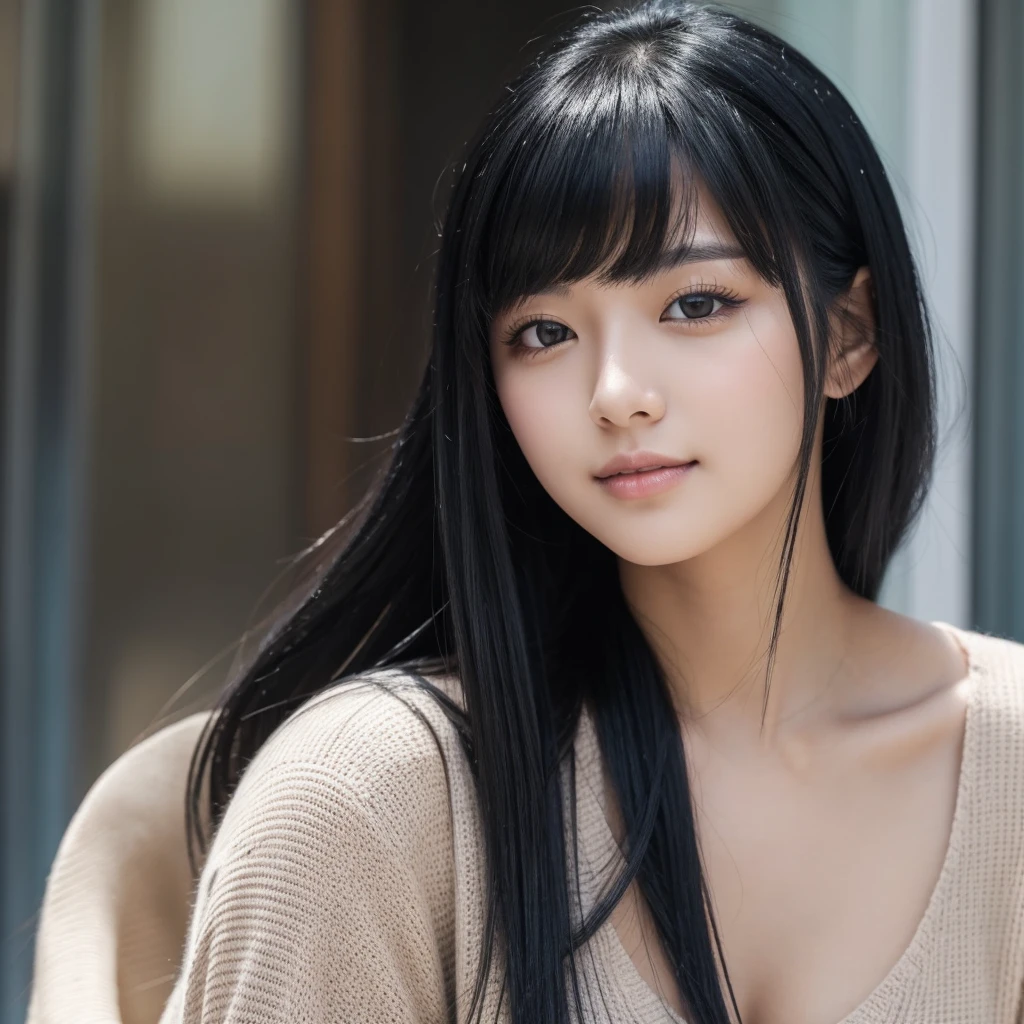 1 beautiful girl with black hair