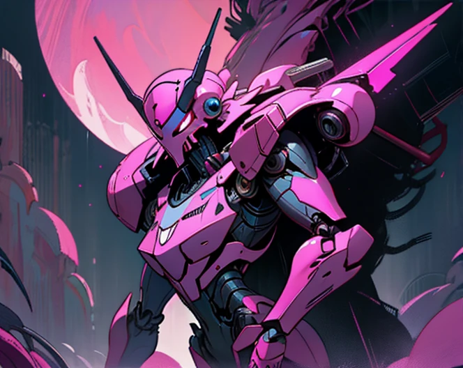 Pink Long Spike Robot Spider Moth Monster Man on Sky
