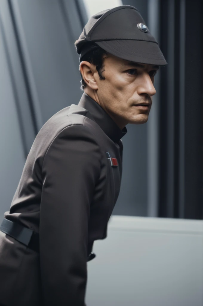 Man an in an imperialofficer uniform, with crossed arms, 8k uhd, dslr, soft lighting, high quality, film grain, masterpiece quality, Fujifilm