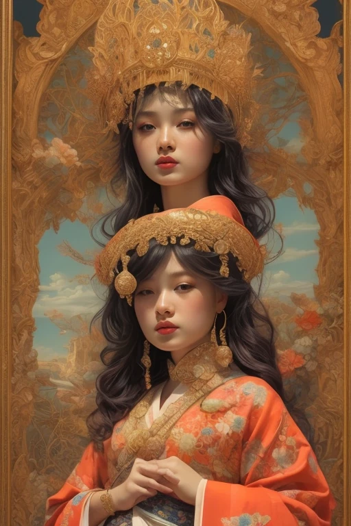 One Girl、Traditional Japanese Kimono、Amazingly detailed kimono patterns、Delicate floral pattern、Intricate embroidery、Beautifully detailed face、Long eyelashes、Calm expression、Natural light、Soft colors、Warm tones、Cinematic、masterpiece、High resolution、Realistic、Very detailed