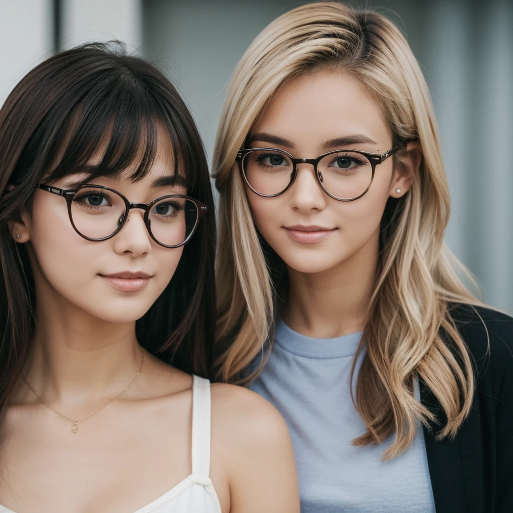 A young man with dark glasses and a beautiful woman with blonde hair