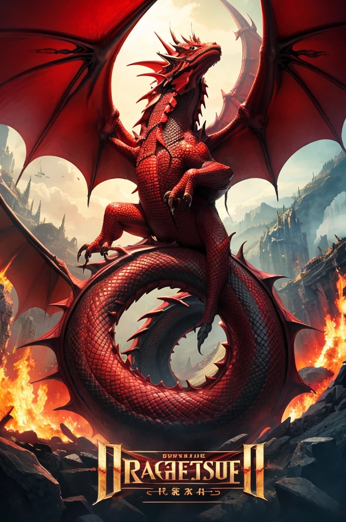 Highest quality、masterpiece、universe、dragon、strong、red