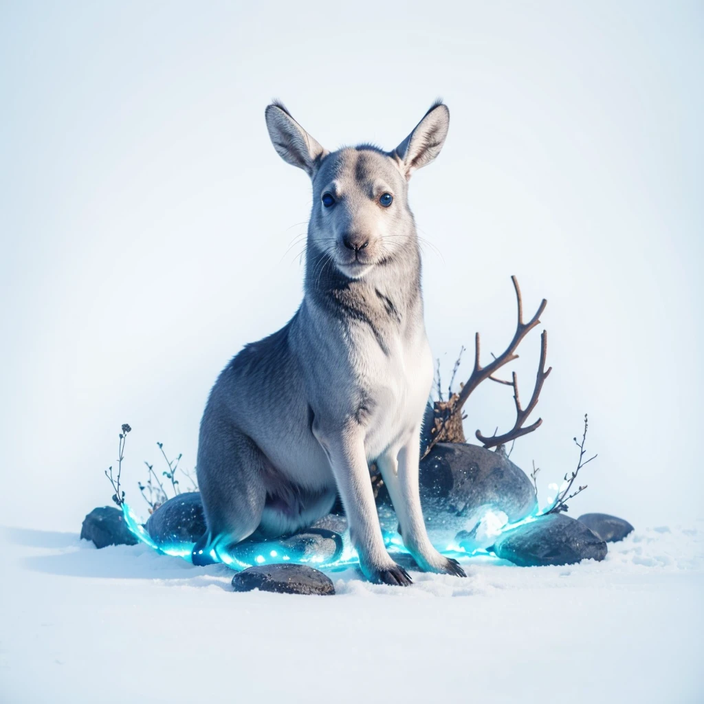 Small Animals, glow blue eyes, (his eyes gave off light), seal mixed with Moose, has black stripes on its body, Grassroots, no background, (has beard)