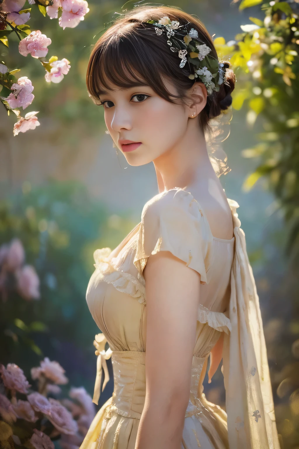 ((masterpiece:1.4, Highest quality)), (Realistic photos:1.4),
((1 girl)), (Otherworldly beauty), (dream-like),
(超High resolution:1.2), Very delicate and beautiful, wonderful, Very detailed CG Unity 8k wallpaper, Very detailed, High resolution,
Soft Light, Beautiful detailed girl, Very detailedな目と顔, Beautiful and detailed nose, Beautiful and detailed,
(Dressed in late 19th century French costume:1.3),
Cinema Lighting, Perfect Anatomy, Slender body, (Parted bangs),
(With the Impressionist masterpiece as a backdrop:1.5), (Impressionist light and colour),
Cowboy Shot