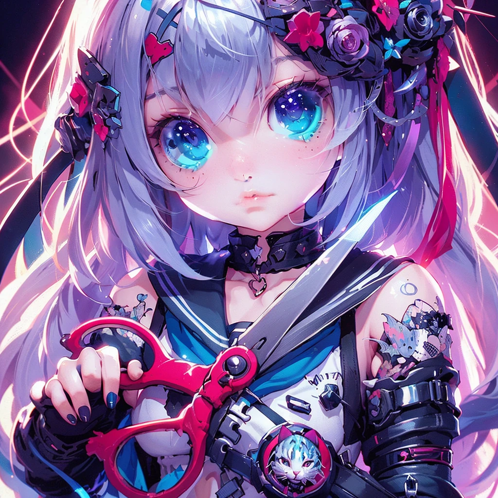 a woman sitting on top of a box next to a cat, artstyle : ilya kuvshinov, shiny colorful,  wearing shorts, black jeans, medibang, characters merged, anime like