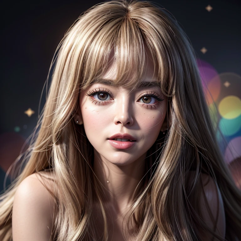 NSFW, 8k, High-level, absurd, masterpiece, best quality, primitive, very detailed CG, very detailed wallpaper, perfect lighting, Extremely detailed ((( personifying " Farrah Fawcett Majors " as a Little Girl))), MysticSight, Tyndall effect, Tyndall scattering, (Studio gray background with (Overflowing oodles Dazzling RainbowColorParticles (BokeH))), (RoundlyButts, ThighGap), (Exposed:0.4), (Assfocus with looking ahead) BREAK (Acutance:0.88), (NOGIZAKA face variations) Extremely Detailed very KAWAII face variations, perfect anatomy, Childish, CaptivatingGaze ElaboratePupils detailed Eyes with (sparkling highlights:1.28), (Voluminous LongEyelashes、GlossyRED Lips with beautiful details, RosyCheeks, Radiant PearlSkin with Transparency . { (Dynamic LifeLike expressions:1.4) | :d) }, (large eyes:-1) .