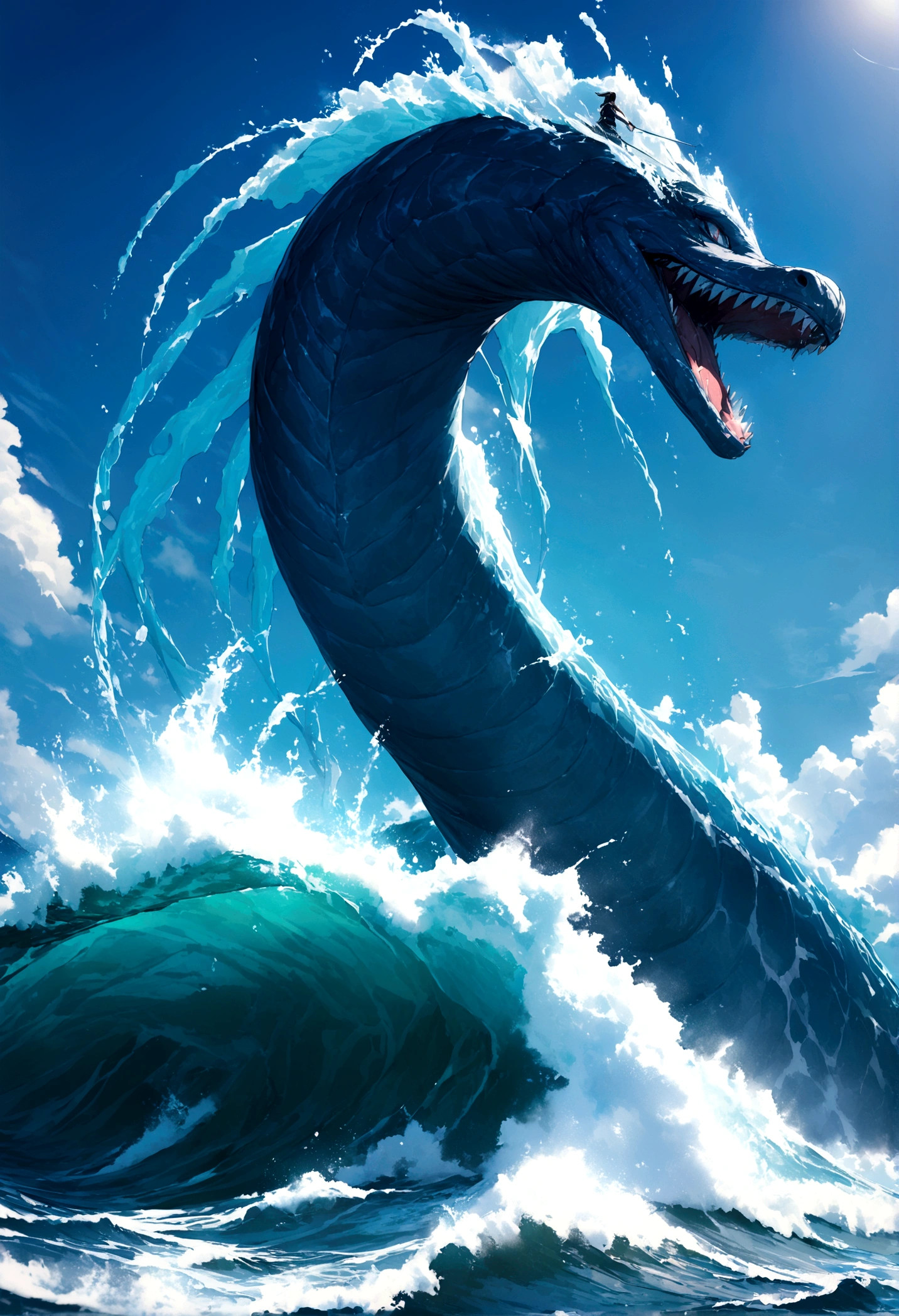 A Japanese-style dragon clad in thunder appears from the sea of clouds、dragon、dragon、dragon神、Chen、LoRA first