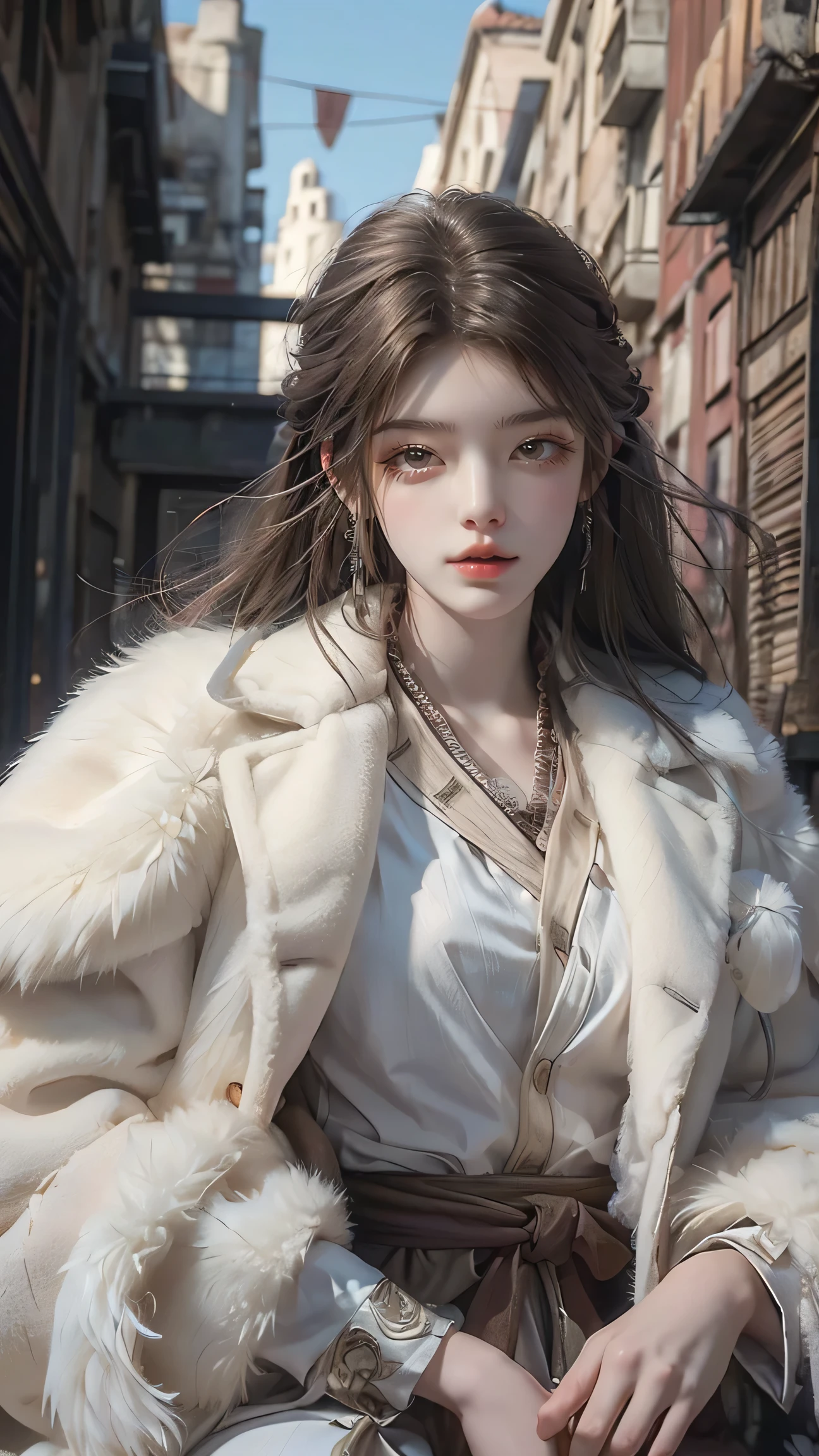 (masterpiece, top quality, best quality, official art, beautiful and aesthetic:1.2),cover art,surrealist art Clockwork "I can see for miles and miles,dreamlike,mysterious,provocative,symbolic,intricate,detailed,
xuer white fur coat,