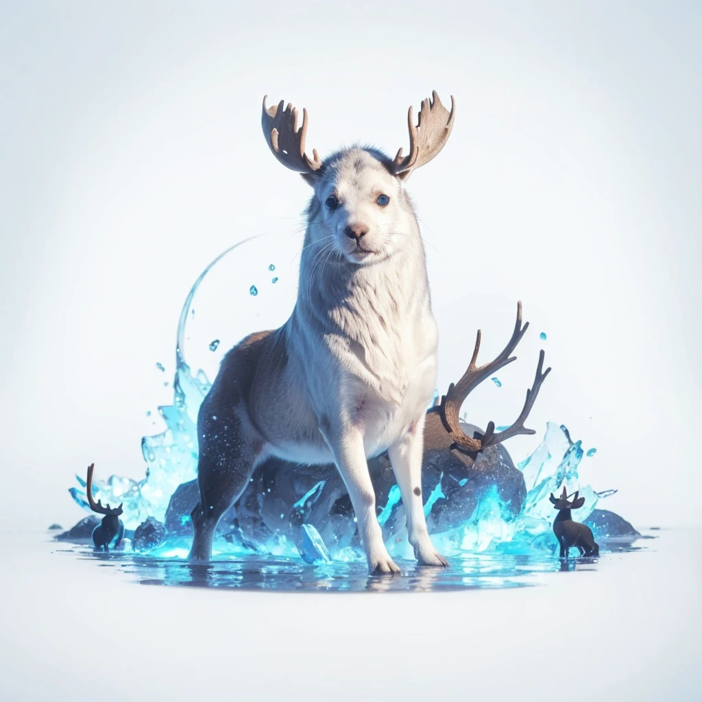 Small Animals, glow blue eyes, (his eyes gave off light), seal mixed with Moose, has black stripes on its body, Grassroots, no background, (has beard)