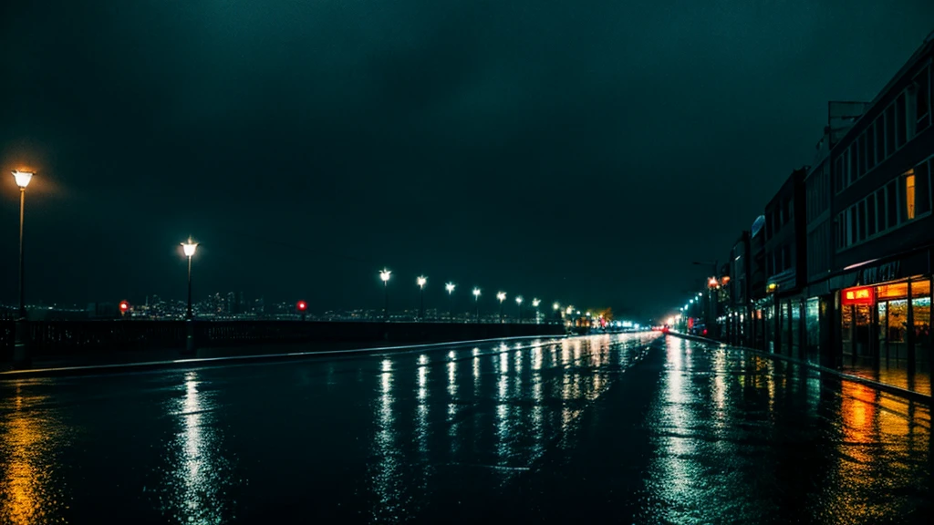 Night city, rain