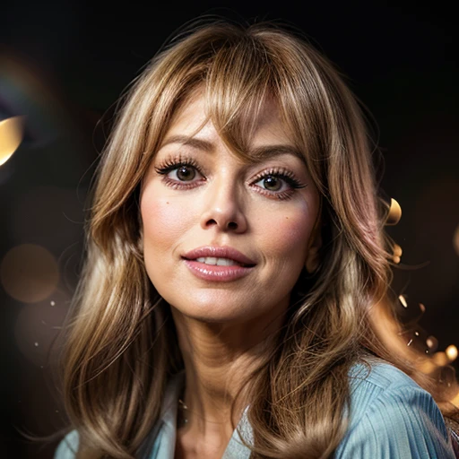 NSFW, 8k, High-level, absurd, masterpiece, best quality, primitive, very detailed CG, very detailed wallpaper, perfect lighting, Extremely detailed ((( personifying " Farrah Fawcett Majors " as a Little Girl))), MysticSight, Tyndall effect, Tyndall scattering, (Studio gray background with (Overflowing oodles Dazzling RainbowColorParticles (BokeH))), (RoundlyButts, ThighGap), (Exposed:0.4), (Assfocus with looking ahead) BREAK (Acutance:0.88), (NOGIZAKA face variations) Extremely Detailed very KAWAII face variations, perfect anatomy, Childish, CaptivatingGaze ElaboratePupils detailed Eyes with (sparkling highlights:1.28), (Voluminous LongEyelashes、GlossyRED Lips with beautiful details, RosyCheeks, Radiant PearlSkin with Transparency . { (Dynamic LifeLike expressions:1.4) | :d) }, (large eyes:-1) .