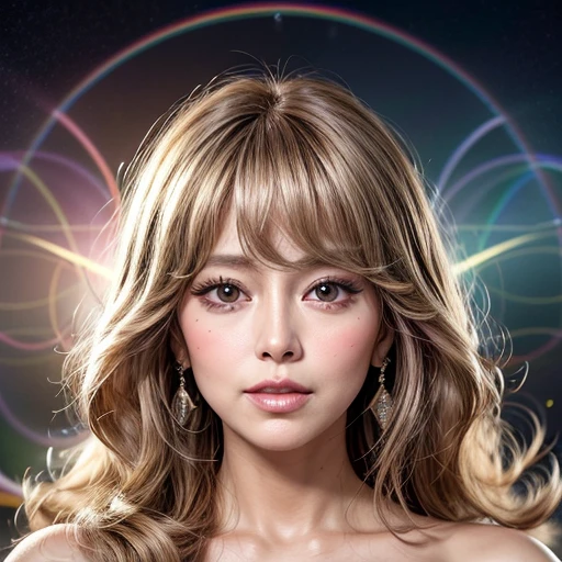 NSFW, 8k, High-level, absurd, masterpiece, best quality, primitive, very detailed CG, very detailed wallpaper, perfect lighting, Extremely detailed ((( personifying " Farrah Fawcett Majors " as a ))), MysticSight, Tyndall effect, Tyndall scattering, (Studio gray background with (Overflowing oodles Dazzling RainbowColorParticles (BokeH))), (RoundlyButts, ThighGap), (Exposed:0.4), (Assfocus with looking ahead) BREAK  (Acutance:0.88), (NOGIZAKA face variations) Extremely Detailed very KAWAII face variations, perfect anatomy, Childish, CaptivatingGaze ElaboratePupils detailed Eyes with (sparkling highlights:1.28), (Voluminous LongEyelashes、GlossyRED Lips with beautiful details, RosyCheeks, Radiant PearlSkin with Transparency . { (Dynamic LifeLike expressions:1.4) | :d) }, (large eyes:-1) .