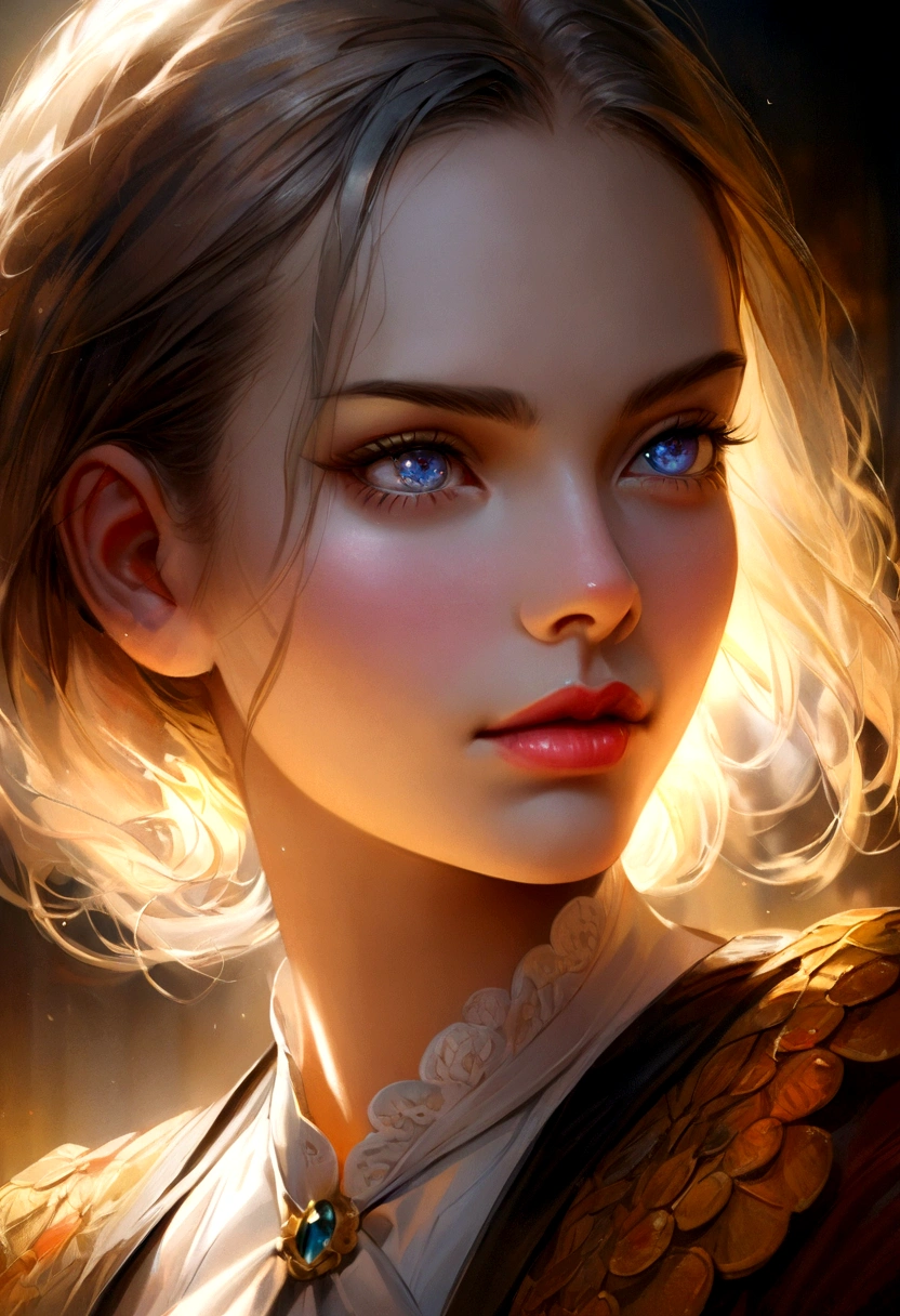 a detailed portrait of Marie Curie, beautiful detailed eyes, beautiful detailed lips, extremely detailed face and features, long eyelashes, photorealistic, 8k, hyperrealistic, highly detailed, masterpiece, elegant, dignified, serious expression, oil painting, warm lighting, soft focus, intricate details, rich textures, dramatic lighting, chiaroscuro, vibrant colors, complementary color palette, classical composition