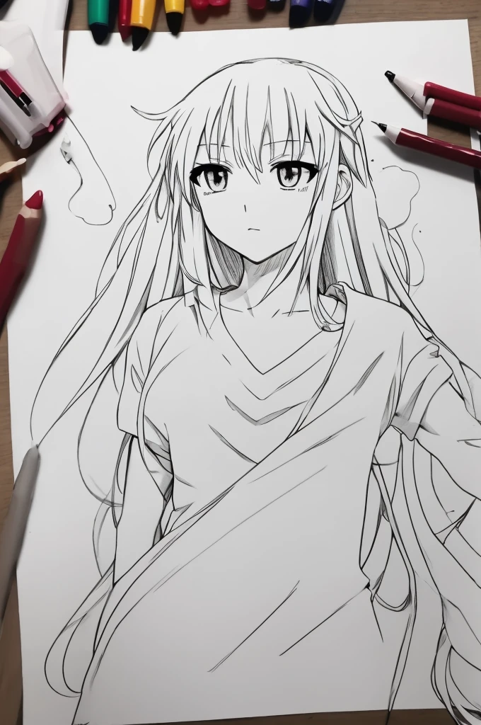 ((best quality)), ((masterpiece)), , cool random anime drawing, without any colours, professional drawing
