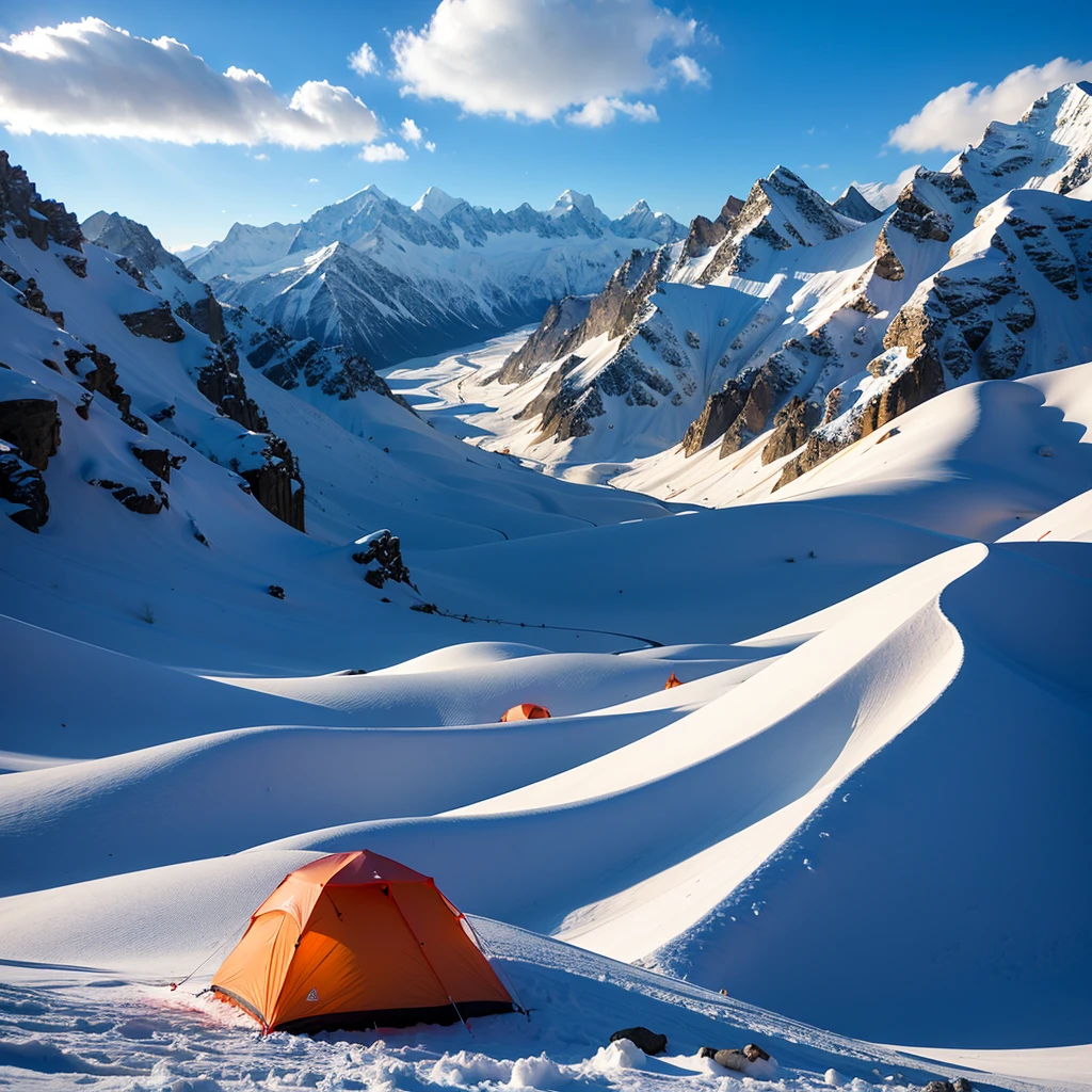 Snow Mountain,tent,Himalayas,Slope,