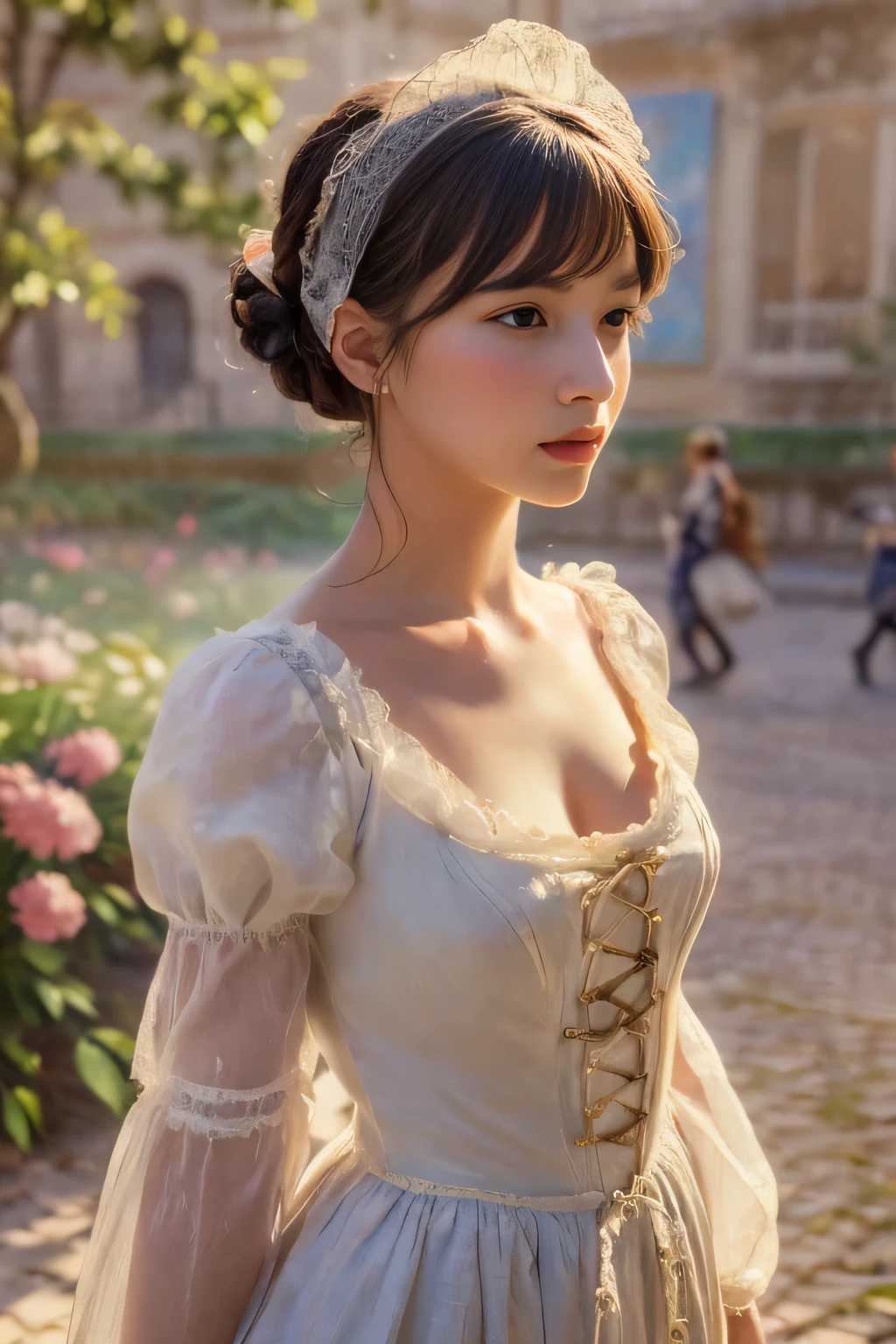 ((masterpiece:1.4, Highest quality)), (Realistic photos:1.4),
((1 girl)), (Otherworldly beauty), (dream-like),
(超High resolution:1.2), Very delicate and beautiful, wonderful, Very detailed CG Unity 8k wallpaper, Very detailed, High resolution,
Soft Light, Beautiful detailed girl, Very detailedな目と顔, Beautiful and detailed nose, Beautiful and detailed,
(Dressed in late 19th century French costume:1.3),
Cinema Lighting, Perfect Anatomy, Slender body, (Parted bangs),
(The world of impressionist paintings:1.5), (Impressionist light and colour),
Cowboy Shot