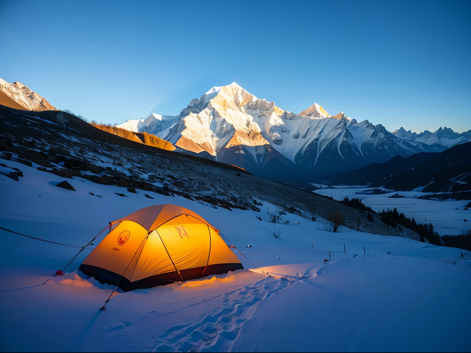 Snow Mountain,tent,Himalayas,Slope,night
