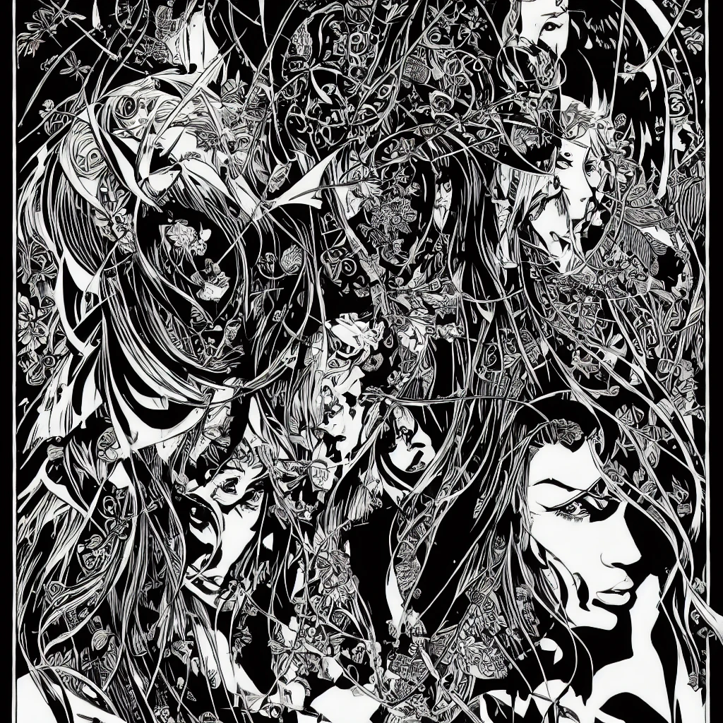Create a black and white oligui illustration, made with fine liner hatching, of a character in the style of Sergio Toppi.