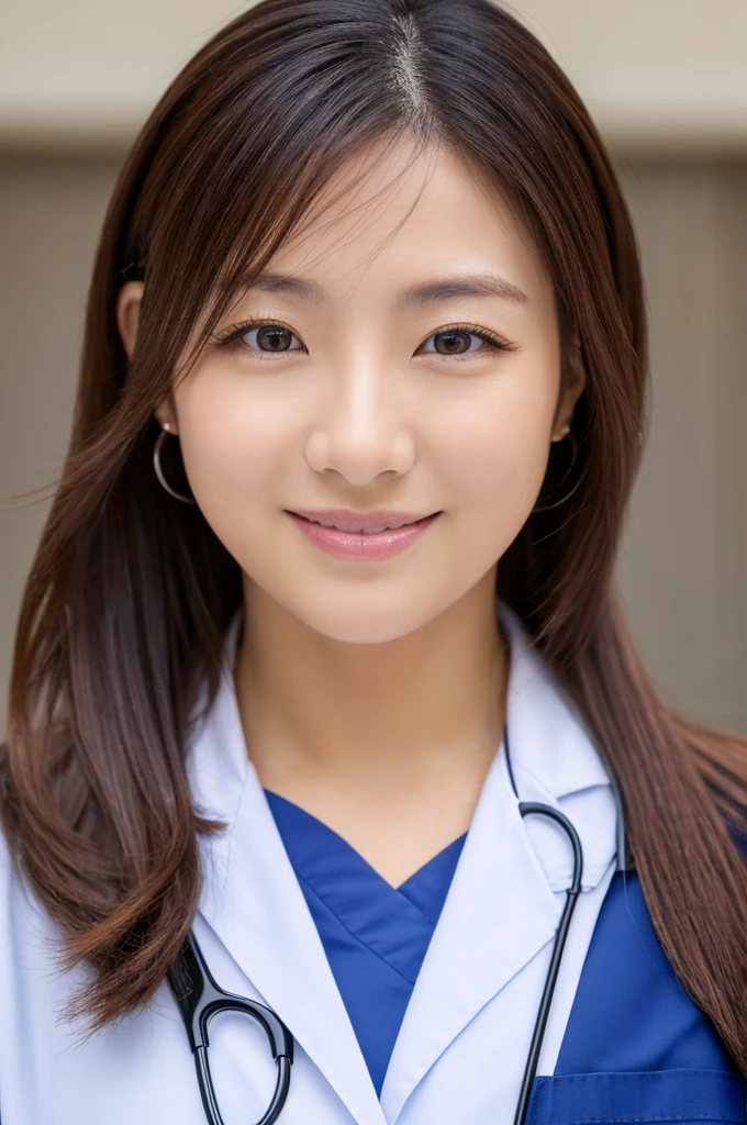 ((Highest quality)), ((masterpiece)), (detailed),Perfect Face,Japanese,Female doctor,White,Female announcer