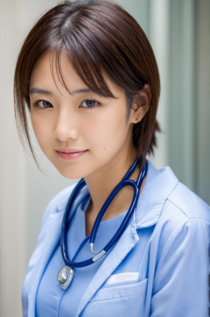 ((Highest quality)), ((masterpiece)), (detailed),Perfect Face,Japanese,Female doctor,White,Female announcer