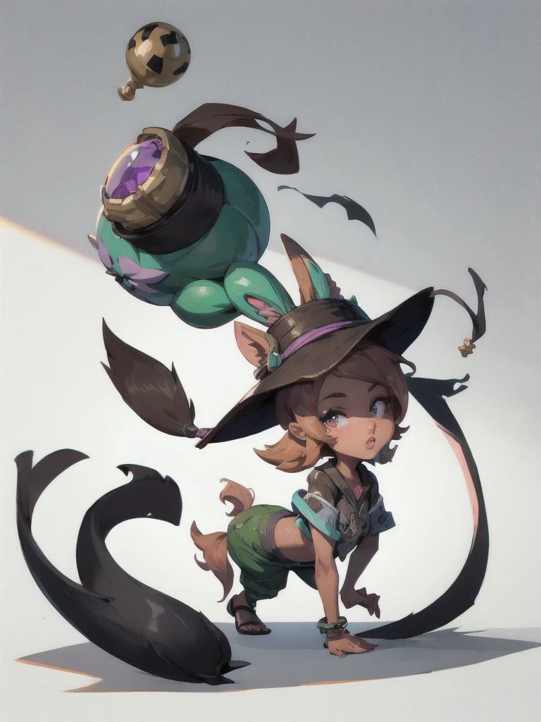 HEZ de, Yordle, 1 garota, capuz, cabelo verde, capuz up, pink pants, fundo preto, ears through hats, black capuzie, mangas passando pelos pulsos, capuzie, Sozinho, boca fechada, franja, cabelo curto, mangas passando dos dedos, fronteira, pants, standing, orelhas de animais, fundo simples, sandals, mangas compridas, corpo todo, pantsdo sem dedos, white fronteira, fundo branco, olhos rosa, olhando para o espectador, very mangas compridas, olhos roxos, nome do artista, toenails, baggy pants, cabelo entre os olhos, esmalte
