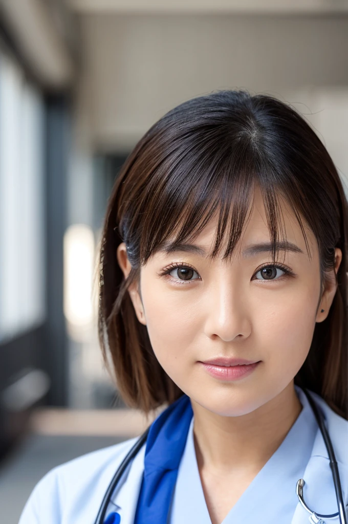 ((Highest quality)), ((masterpiece)), (detailed),Perfect Face,Japanese,Female doctor,White,Female announcer