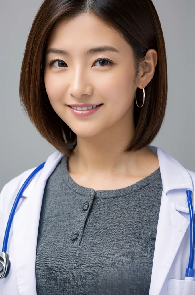 ((Highest quality)), ((masterpiece)), (detailed),Perfect Face,Japanese,Female doctor,White,Female announcer