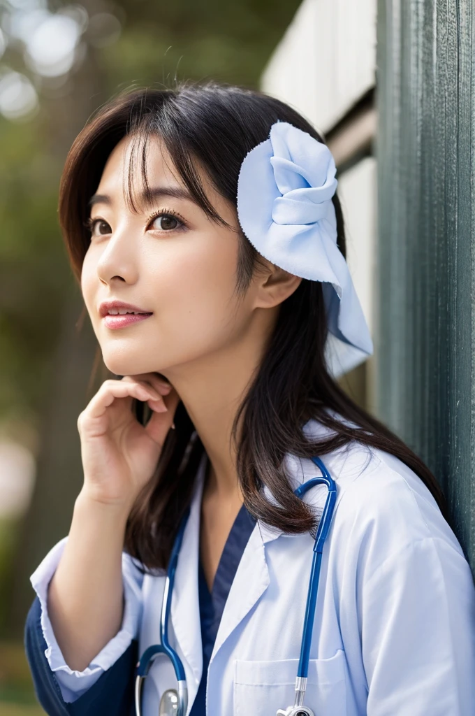 ((Highest quality)), ((masterpiece)), (detailed),Perfect Face,Japanese,Female doctor,White,Female announcer