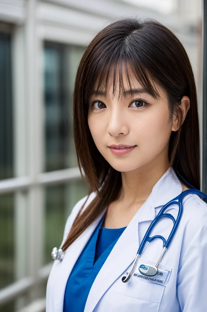 ((Highest quality)), ((masterpiece)), (detailed),Perfect Face,Japanese,Female doctor,White,Female announcer