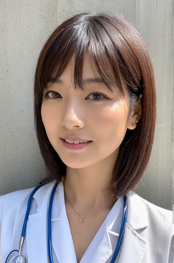 ((Highest quality)), ((masterpiece)), (detailed),Perfect Face,Japanese,Female doctor,White,Female announcer