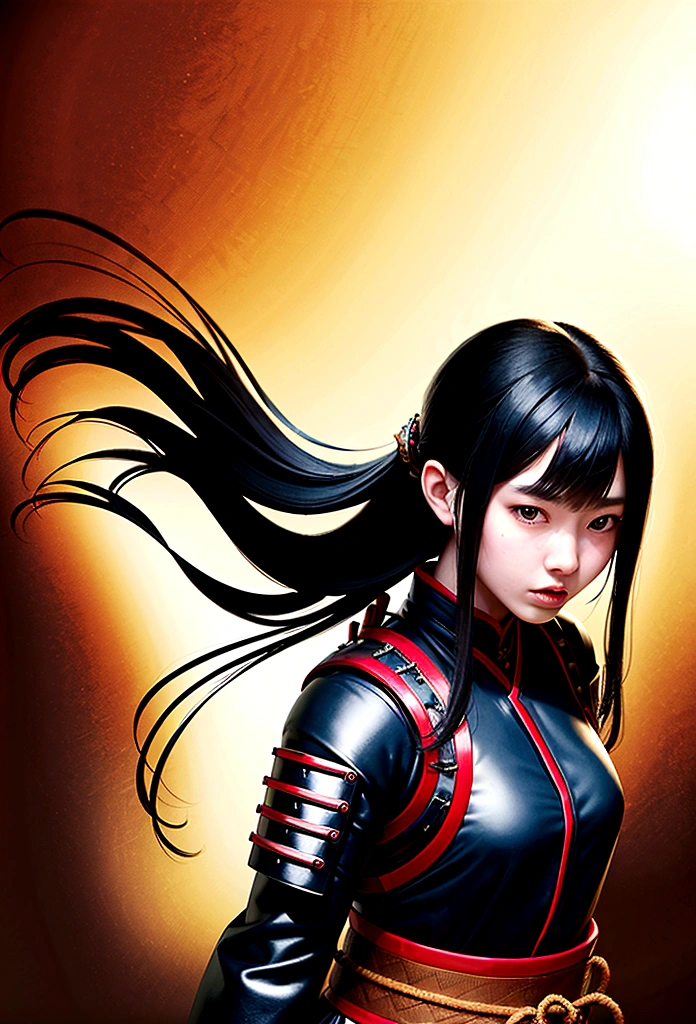 a picture of Japanese female samurai, she has long black hair, wearing samurai armor, armed with a katana, ready for battle, dynamic angle,, Japanese fantasy art, (Masterpiece: 1.5), 16k, highres, best quality, high details, ultra detailed, masterpiece, best quality, (extremely detailed), arafed, dnd art, JapaneseKatana, wtrcolor style, Japanese INK