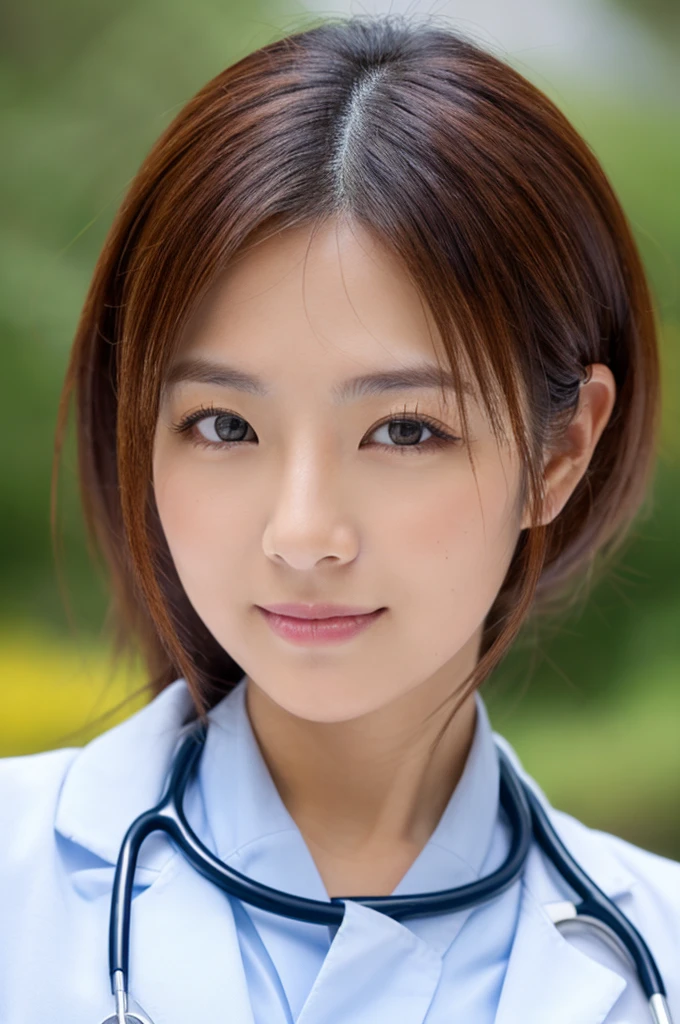 ((Highest quality)), ((masterpiece)), (detailed),Perfect Face,Japanese,Female doctor,White,Female announcer