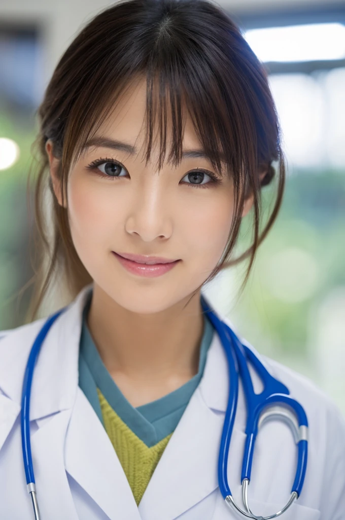 ((Highest quality)), ((masterpiece)), (detailed),Perfect Face,Japanese,Female doctor,White,Female announcer