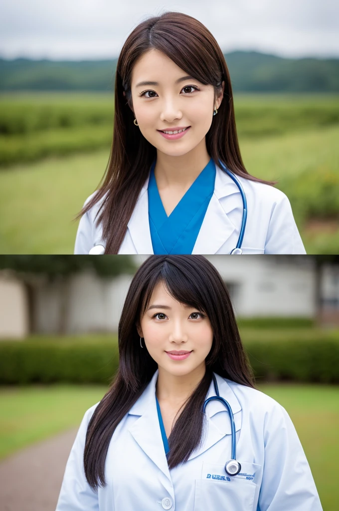 ((Highest quality)), ((masterpiece)), (detailed),Perfect Face,Japanese,Female doctor,White,Female announcer