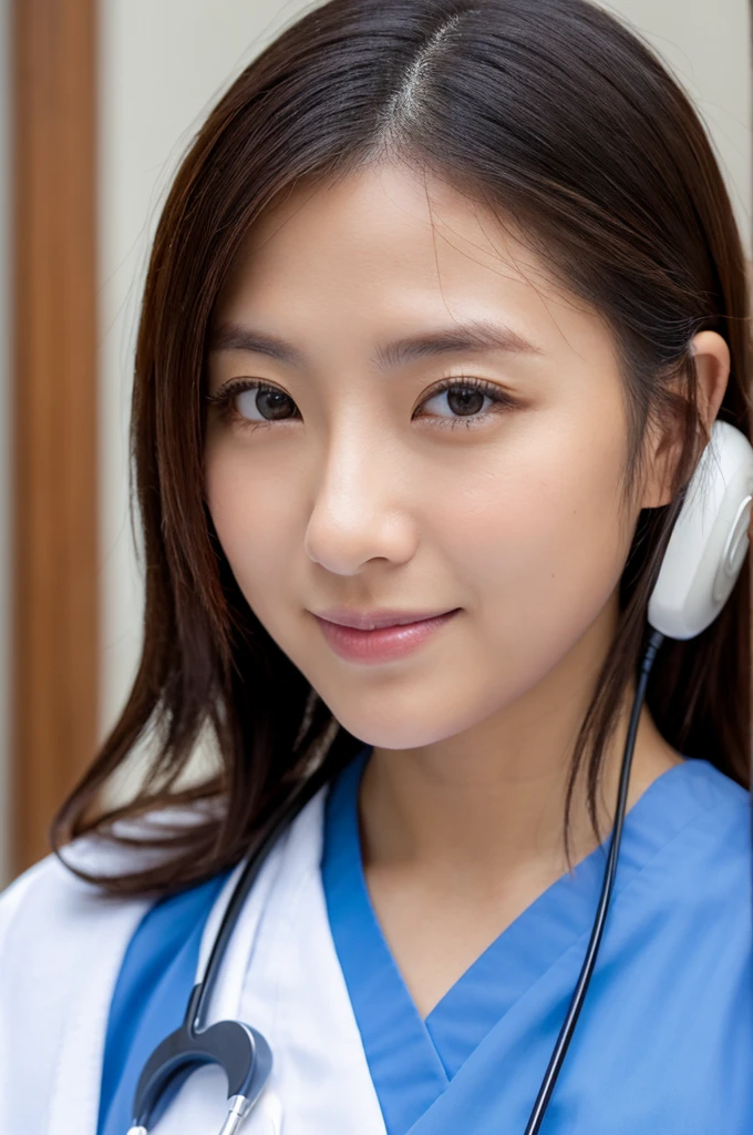 ((Highest quality)), ((masterpiece)), (detailed),Perfect Face,Japanese,Female doctor,White,Female announcer