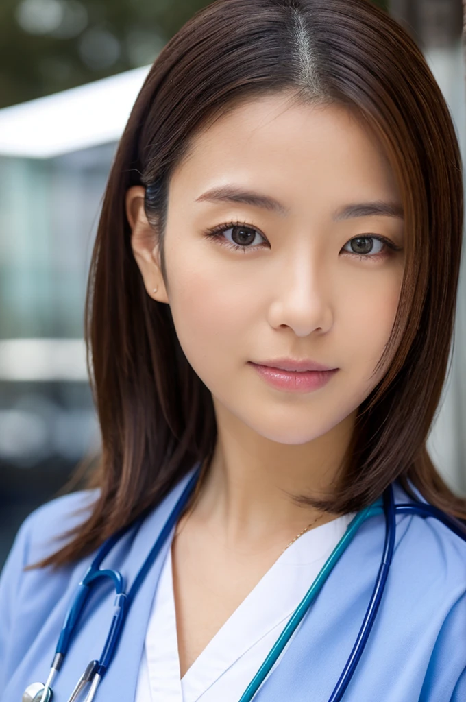 ((Highest quality)), ((masterpiece)), (detailed),Perfect Face,Japanese,Female doctor,White,Female announcer