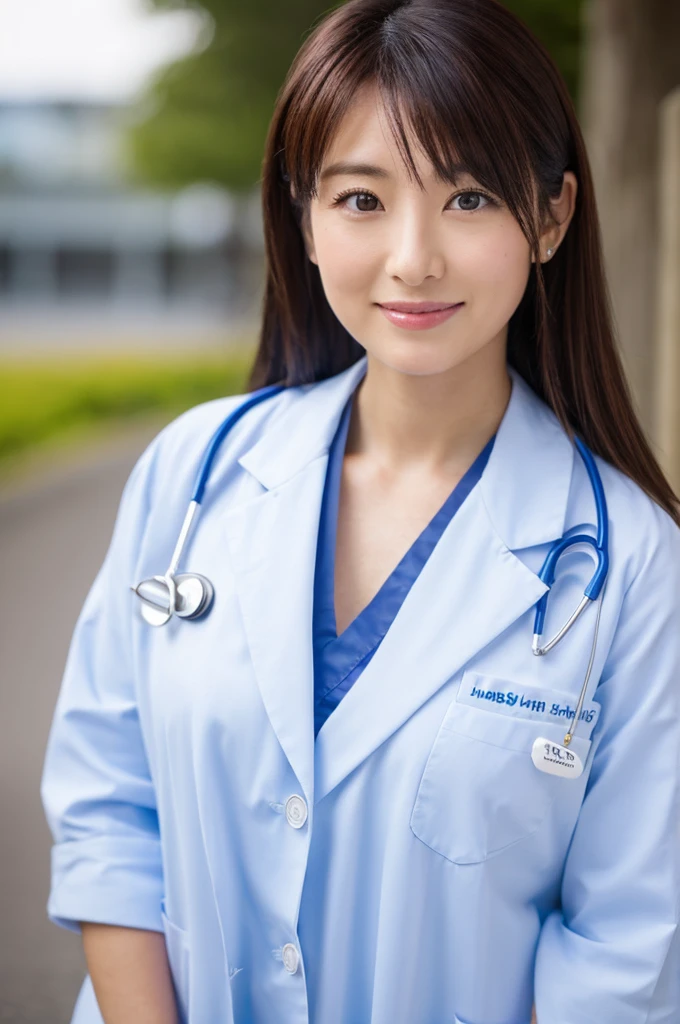 ((Highest quality)), ((masterpiece)), (detailed),Perfect Face,Japanese,Female doctor,White,Female announcer