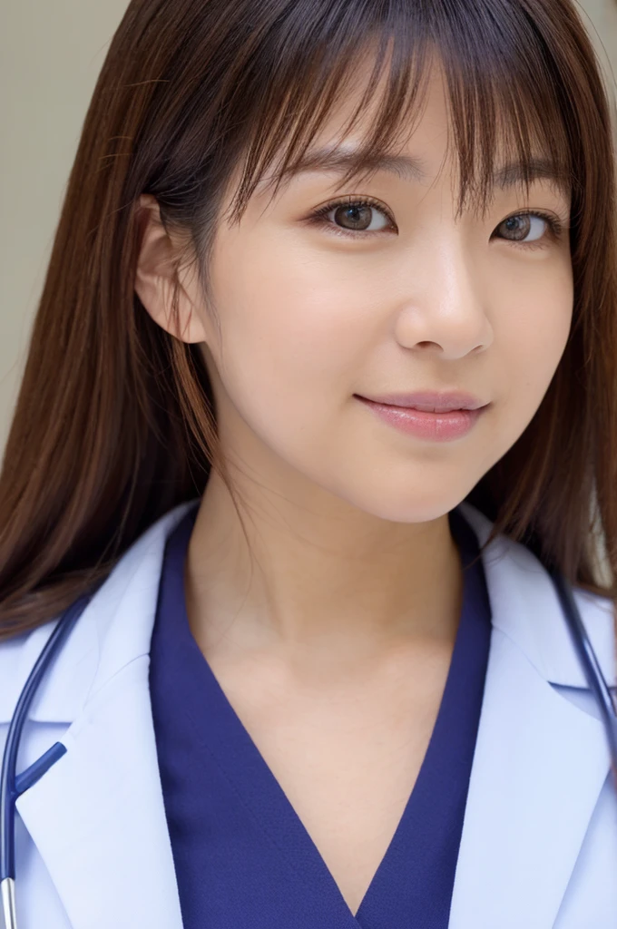 ((Highest quality)), ((masterpiece)), (detailed),Perfect Face,Japanese,Female doctor,White,Female announcer