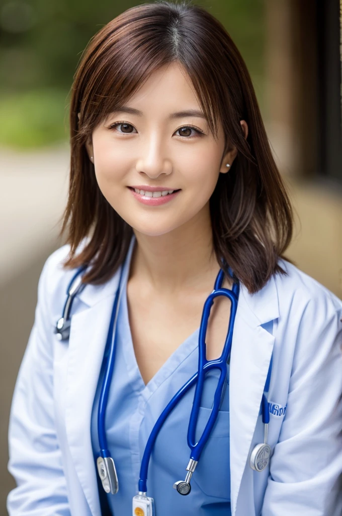 ((Highest quality)), ((masterpiece)), (detailed),Perfect Face,Japanese,Female doctor,White,Female announcer