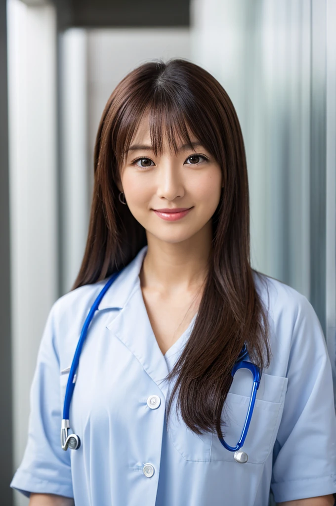 ((Highest quality)), ((masterpiece)), (detailed),Perfect Face,Japanese,Female doctor,White,Female announcer