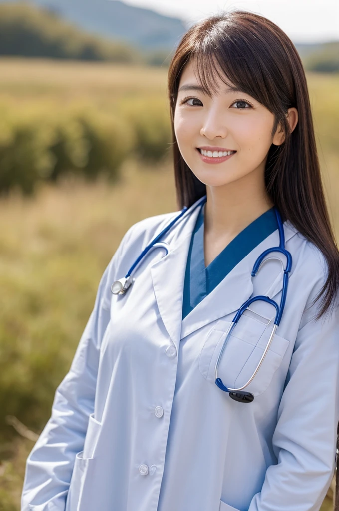 ((Highest quality)), ((masterpiece)), (detailed),Perfect Face,Japanese,Female doctor,White,Female announcer