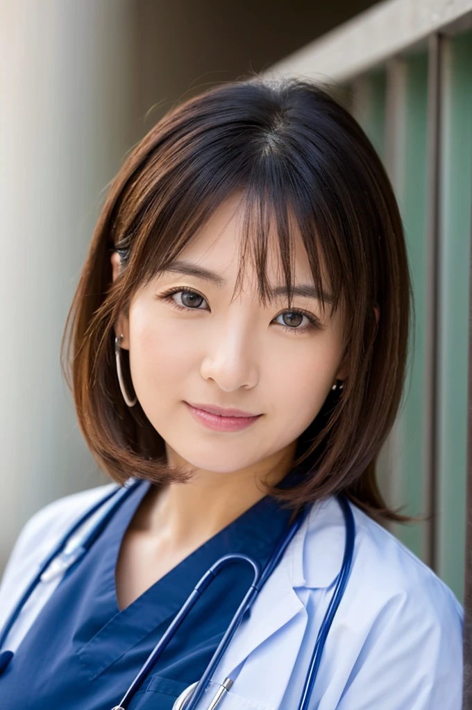((Highest quality)), ((masterpiece)), (detailed),Perfect Face,Japanese,Female doctor,White,Female announcer