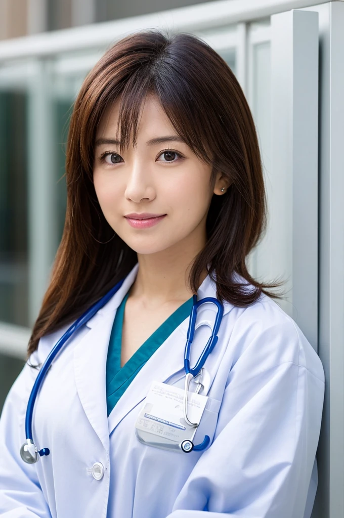 ((Highest quality)), ((masterpiece)), (detailed),Perfect Face,Japanese,Female doctor,White,Female announcer