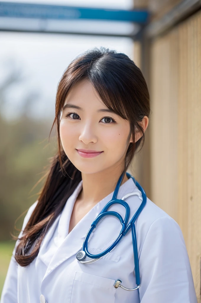 ((Highest quality)), ((masterpiece)), (detailed),Perfect Face,Japanese,Female doctor,White,Female announcer