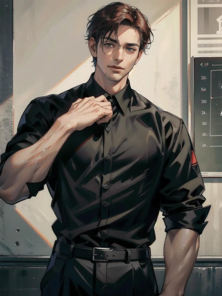 --------
Masterpiece, best quality, (realistic, very detailed), boy, handsome face, short hair, black hair, green eyes, sad face, trapped in a cage, torn clothes, seduction, sensual, atmosphere, (realism: 1.5), 8k, novel book cover, most beautiful man in the world, delicate features, young 20-28 years.